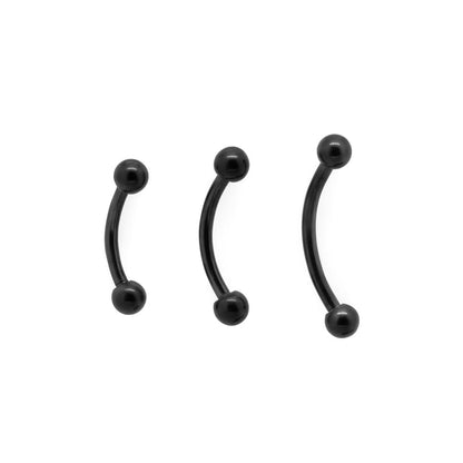 18g Externally Threaded PVD Black Titanium Bent Barbell w/ Balls — Price Per 1 - Monster Steel