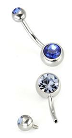 14g Internal 7/16” Double Jeweled Steel Belly Button Ring Mutiple