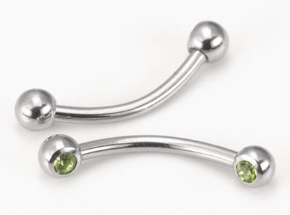 16g 3/8" Steel Micro Bent Barbell with 90 Degree Jewel Balls — Price Per 1 - Monster Steel