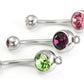 14g 7/16” Internal Double Jeweled Belly Button Ring with Add on Hoop Front View