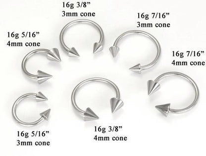 16g Spike Cone Circular Steel Barbell Multiple View