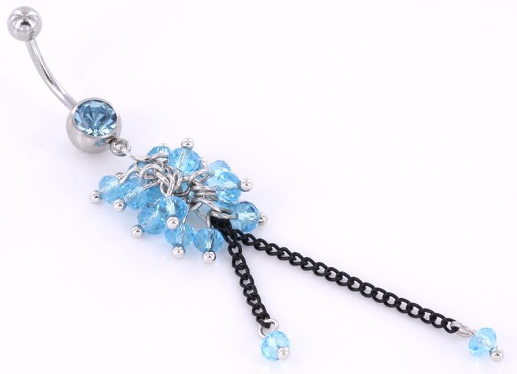14g 7/16" Dazzling BEADS Dangle Belly Ring