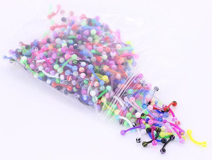 16g 3/8" Eyebrow PTFE Bent Barbells with Acrylic Balls - Price Per 500 - Monster Steel