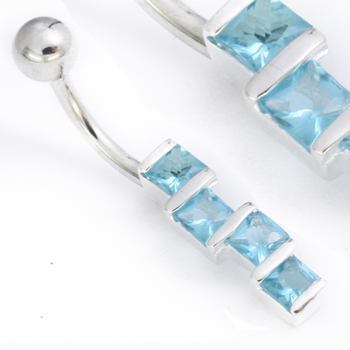 14g 3/8" Sterling Silver STAGE Squares Belly Jewelry - Monster Steel