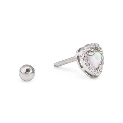 16g 5/16" Opal Heart Steel Barbell