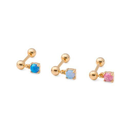 16g 5/16” Gold-Plated Straight Barbell with Opal Dangle
