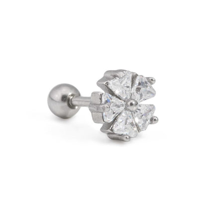 16g 5/16" Five-Petaled Crystal Flower Steel Barbell — Price Per 1 - Monster Steel