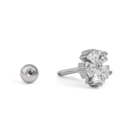 16g 5/16" Five-Petaled Crystal Flower Steel Barbell