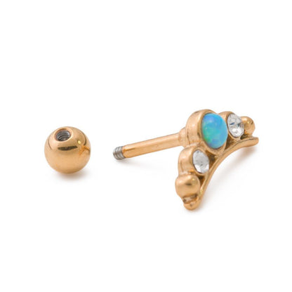 PVD Gold Tiara Straight Barbell — Front Facing