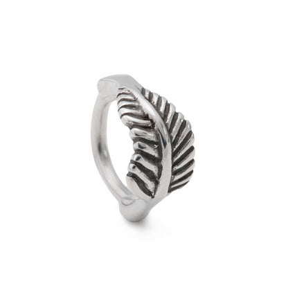 14g 3/8” Feather Burnished Silver Steel Clicker — Price Per 1 - Monster Steel