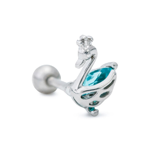 16g 5/16” Aqua Jeweled Swan Straight Barbell — Price Per 1 - Monster Steel