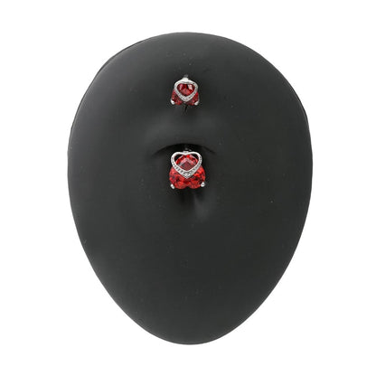 Double Jeweled Royal Heart Top Down Belly Button Ring — Detached Charm