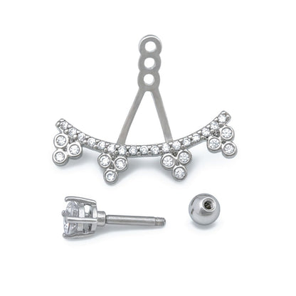 16g 1/4” Crystal Clusters Rhodium Plated Cartilage Earring