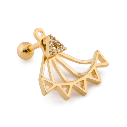 16g 1/4” Vector Triangles Gold Plated Cartilage Earring - Monster Steel