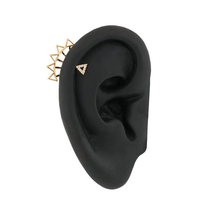 16g 1/4” Vector Triangles Gold Plated Cartilage Earring — Detached Barbell