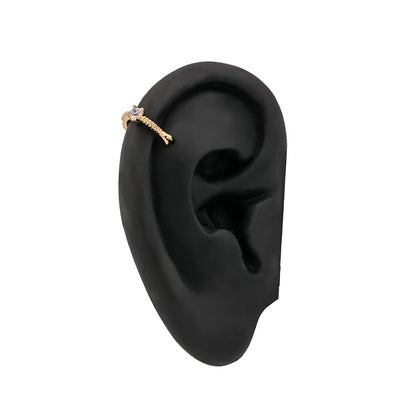 18g 3/8” Crystal Jewel Gold Plated Clicker — "Click" Hinge Closure