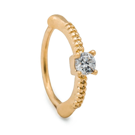 18g 3/8” Crystal Jewel Gold Plated Clicker - Monster Steel