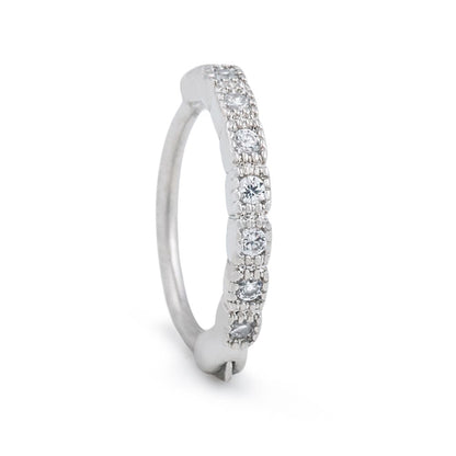 18g 3/8” Antique Crystal Band Rhodium Plated Clicker - Monster Steel