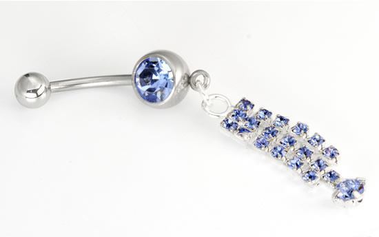 14g 7/16" Multi-Jewel Dangle on a Single Jewel Belly Button Ring