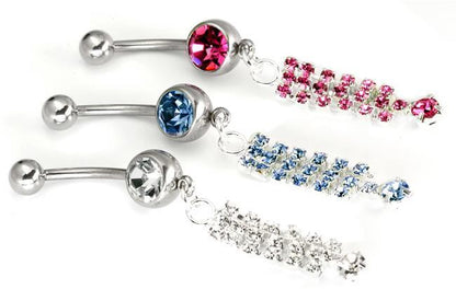 Multi-Jewel Dangle on a Single Jewel Belly Button Ring