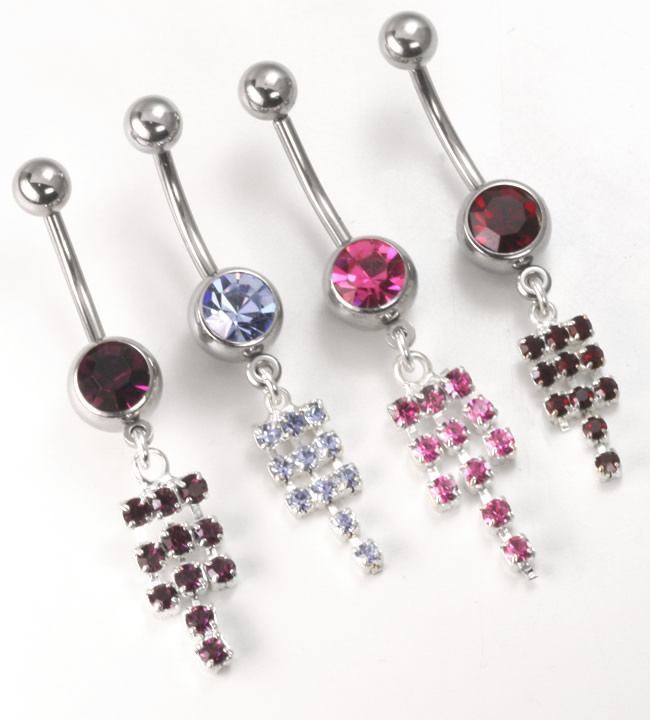 14g 7/16" Single Jewel with Cluster Dangle Belly Button Ring