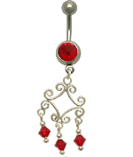 Jewel with Diamond-Shaped Chandelier Dangle Belly Button Ring