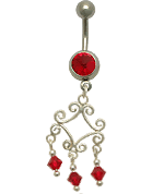 Jewel with Diamond-Shaped Chandelier Dangle Belly Button Ring