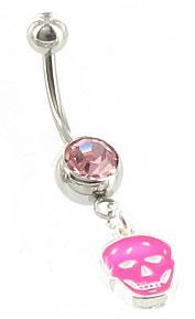 14g 7/16” McQueen Designer Skull Fashion Belly Button Ring - Monster Steel