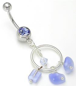 14g 7/16” Jeweled Playful Dangle Belly Button Ring - Monster Steel