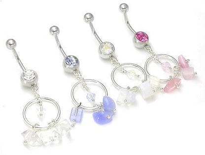 Jewel with Playful Dangle Belly Button Ring Colors