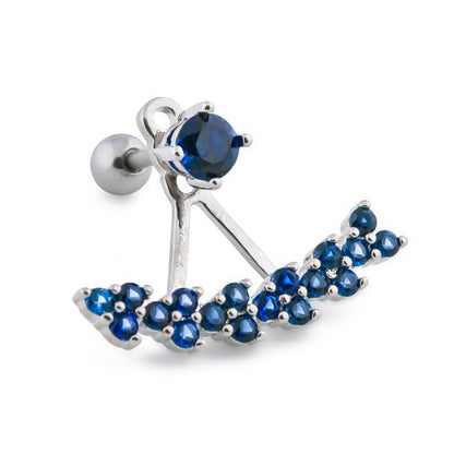 16g 1/4” Deep Blue Trinity Rhodium Plated Earring - Monster Steel