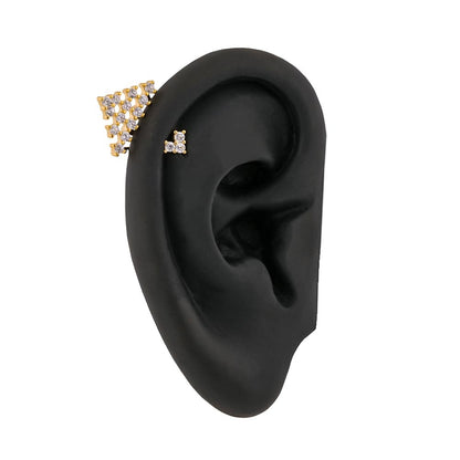 16g 1/4” Crystal Pyramid Gold Plated Cartilage Earring — Detached Barbell
