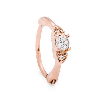 18g 3/8” Crystal Hearts Rose Gold Plated Clicker - Monster Steel