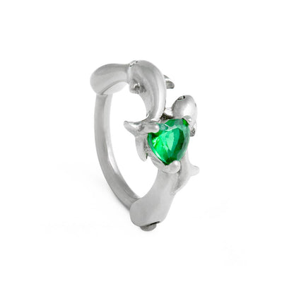 14g 3/8” Sea Green Dolphin Lovers Clicker Ring — Price Per 1 - Monster Steel