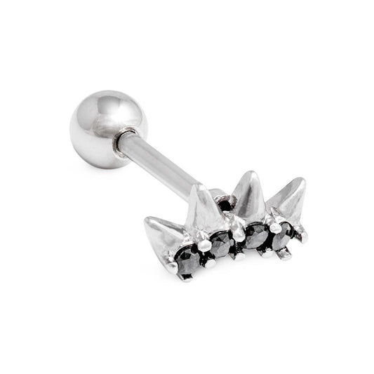 16g 5/16” Black Jewel Crown Externally Threaded Straight Barbell — Price Per 1 - Monster Steel