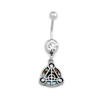 14g 3/8” Turquoise Stone Scutum Fidei Dangle Belly Button Ring - Monster Steel