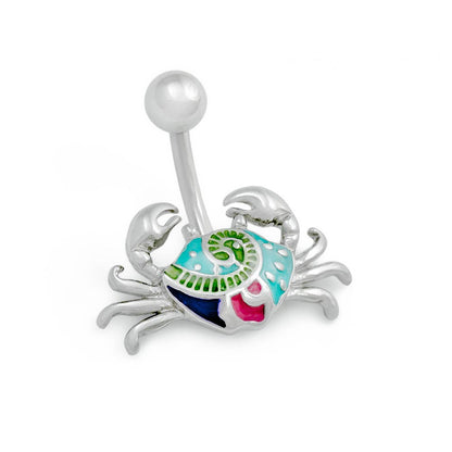14g 3/8” Folky Crab Belly Button Ring - Monster Steel