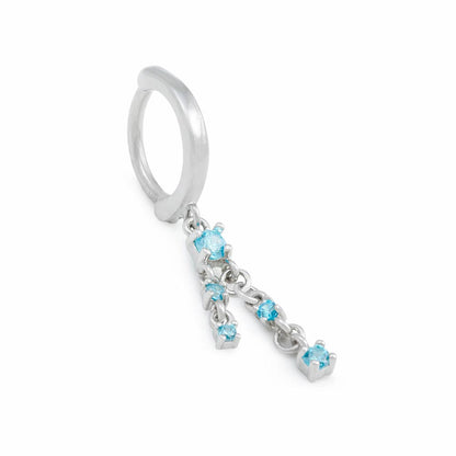 14g 3/8” Dangling Blue Crystals Clicker Ring — Price Per 1 - Monster Steel