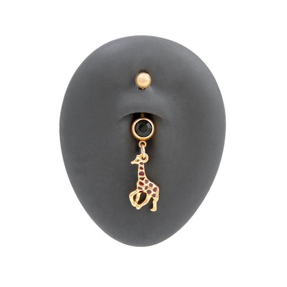 14g 3/8” PVD Gold African Giraffe Belly Button Ring — Detached End Ball