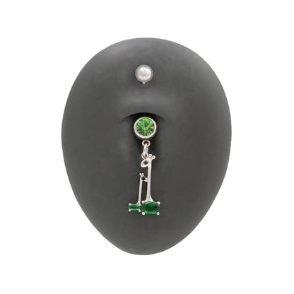 14g 3/8” Green Jewel Giraffes Dangle Belly Button Ring — Detached End Ball