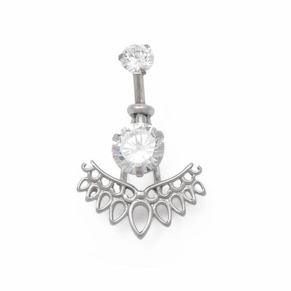 14g 3/8" Silver Wing Belly Button Ring - Monster Steel