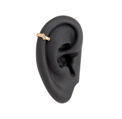 16g PVD Gold Crystal Swirl Clicker Ring — Hinged Closure Mechanism — 6mm Pin