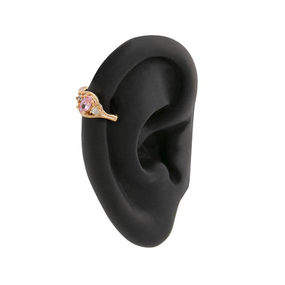 18g 3/8” PVD Gold Princess Jewels Clicker Ring on Silicone Ear Body Bit