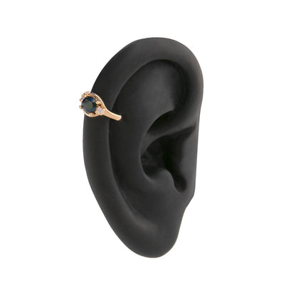 18g 3/8” Gold Plated Sapphire Regality Clicker Ring on Silicone Ear Body Bit