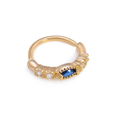 18g PVD Gold Deep Blue Passions Jewel Clicker - Monster Steel