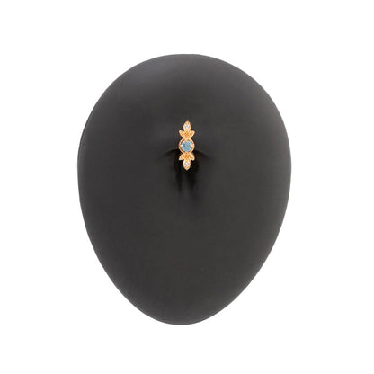 16g 3/8” Grecian Blue Jeweled Laurel PVD Gold Clicker on Silicone Ear Body Bit