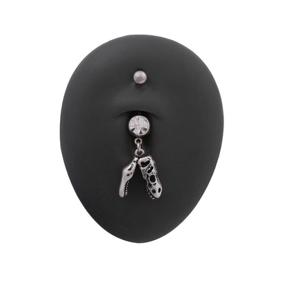 14g 3/8” T-Rex Skull Dangle Belly Button Ring (threads)