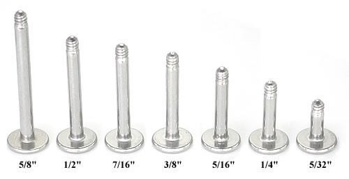 14g Replacement Flat Disc Steel Labret Post — Price Per 1