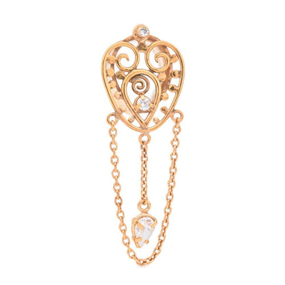 Gold Plated Filigree Heart Tear Drop Tunnel with Chains — Price Per 1 - Monster Steel