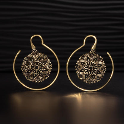 10g Mandala Brass Hanger Earrings